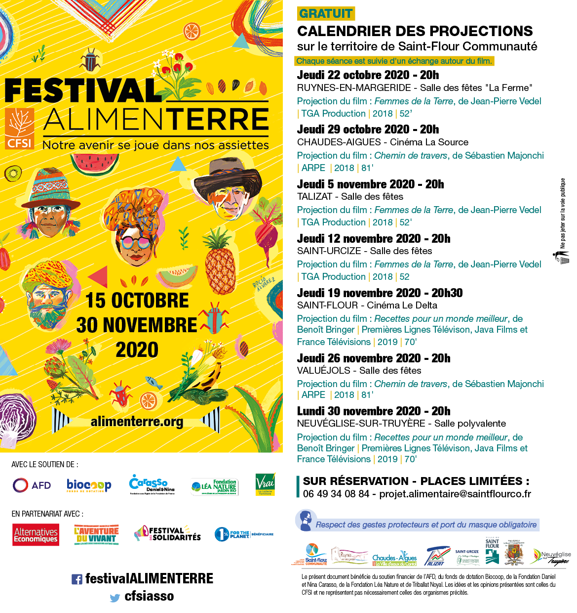 Projections 2020 Saint-Flour Communauté Festival Alimenterre